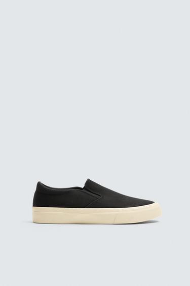 Zaras SNEAKERS UTAN SNÖRNING MED TYG - Svart