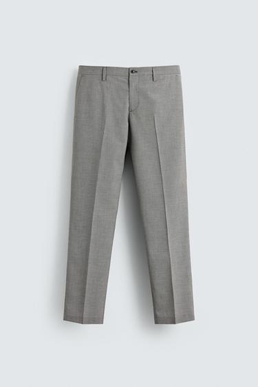 PANTALÓN REGULAR FIT TRAJE PATA DE GALLO - Negro / Blanco de Zara