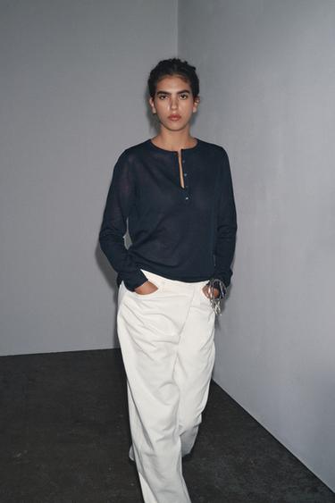 PLAIN KNIT SWEATER - Navy blue by Zara - Image 3