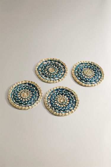 PACK OF SEAGRASS COASTERS (PACK OF 4) - Blue by Zara - Image 1