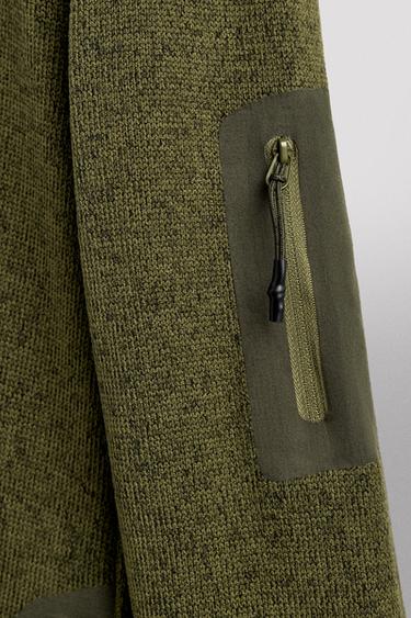 CONTRAST FLEECE KNIT CARDIGAN - Green by Zara - Image 3