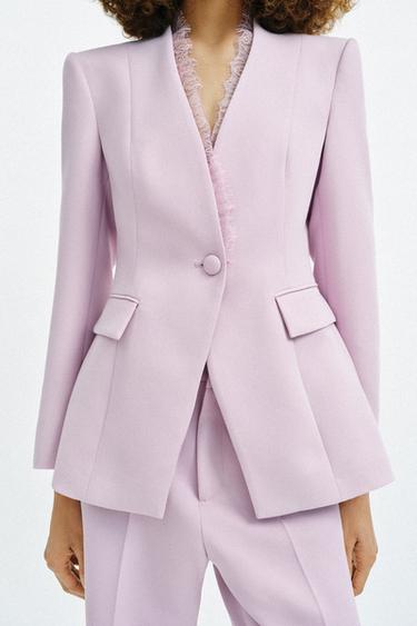VESTE AJUSTÉE EN DENTELLE À ÉPAULETTES - Lilas de Zara