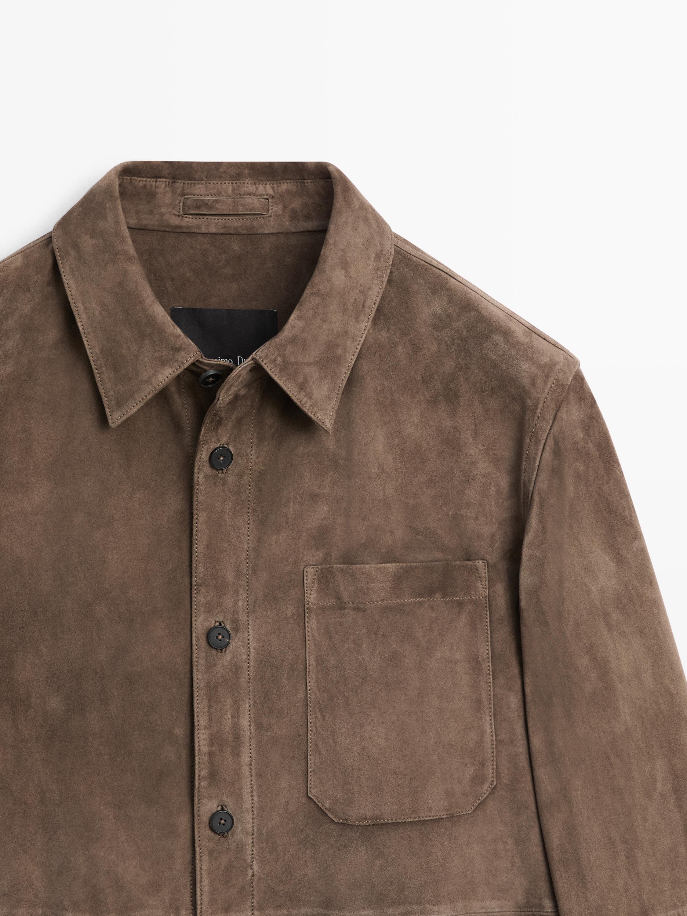 Suede leather overshirt