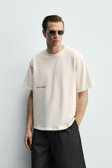 ТЕНИСКА С КОМБИНИРАНИ НАДПИСИ И КАРТИНКИ - Мръснобял от Zara