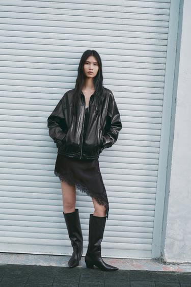 LEATHER EFFECT BOMBER JACKET - Black by Zara