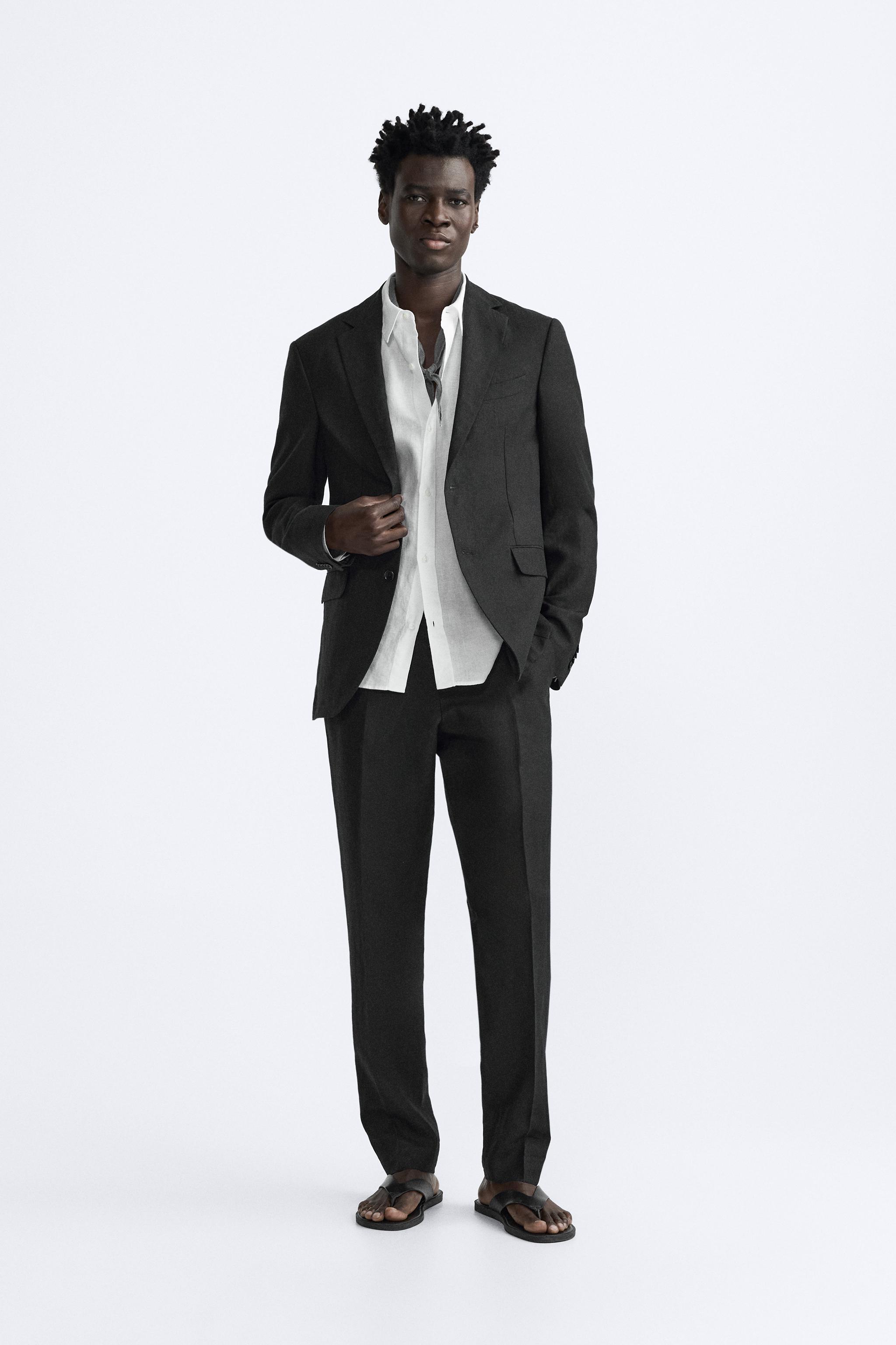 Men's Linen Suit Slim Fit 2 Pieces Beach Wedding Suit Summer Casual Blazer  Pants Set Beige,34/28 at  Men's Clothing store