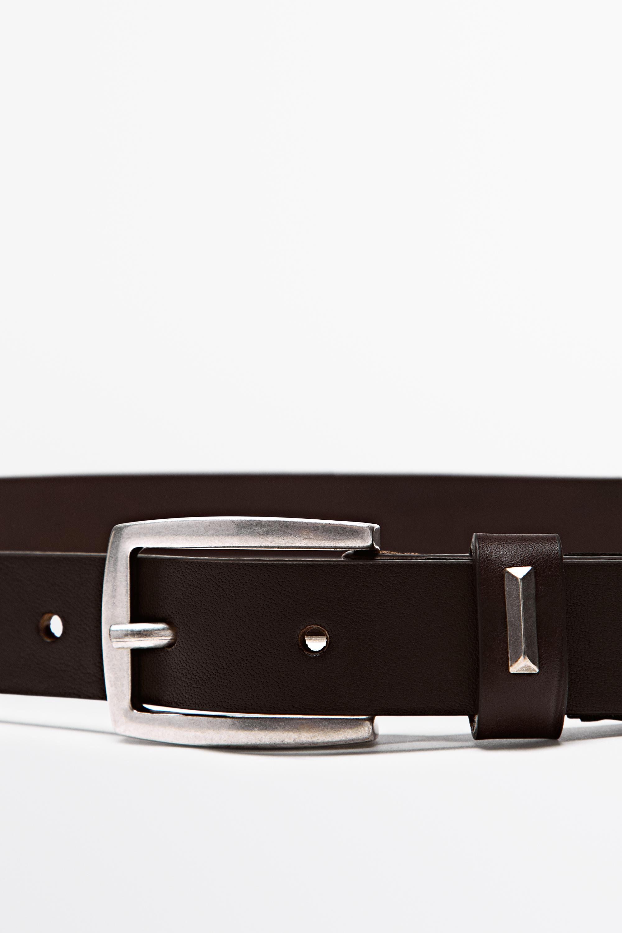 Ceinture boucle rectangulaire cuir nappa