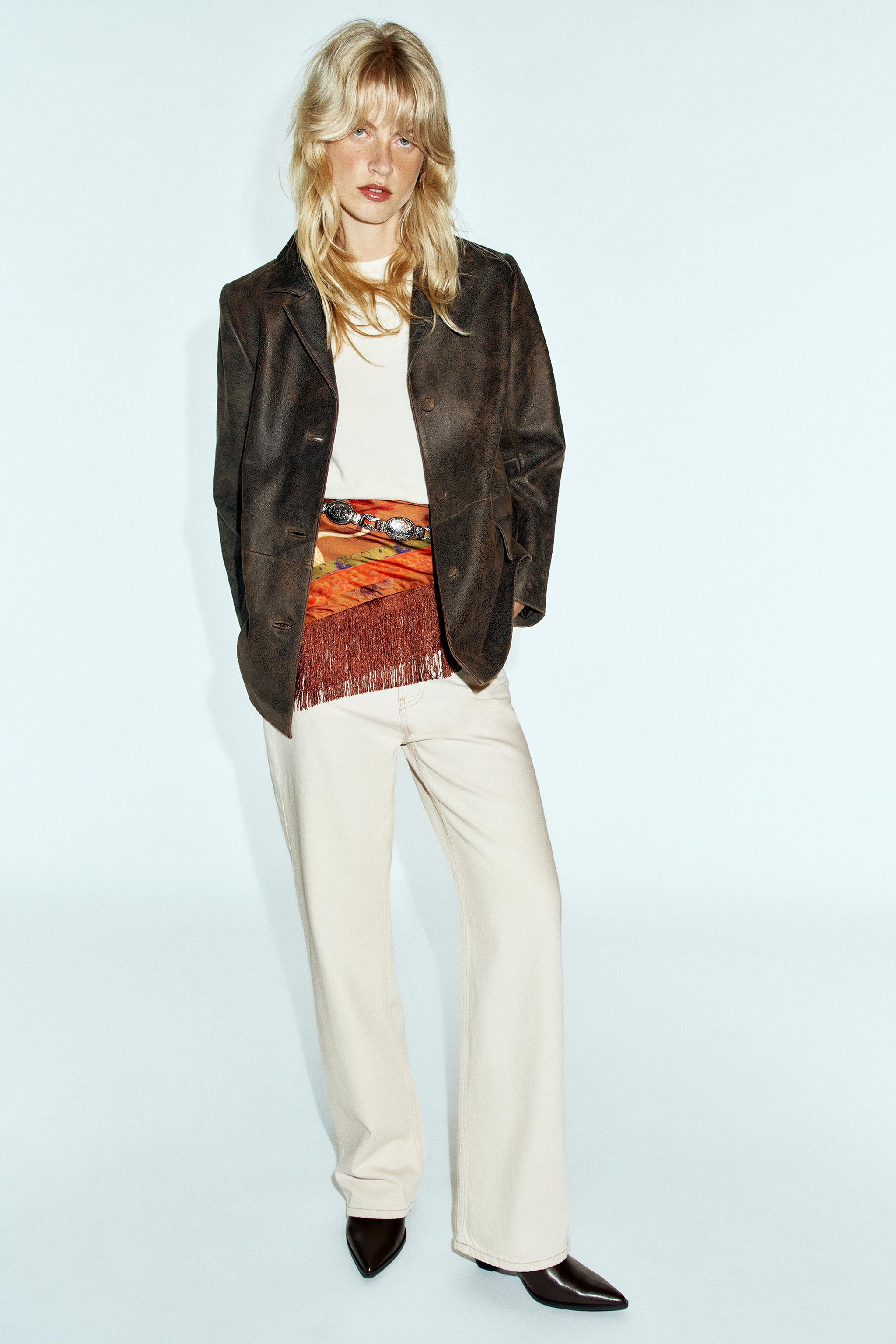 レディースブラウンレザージャケット .* | ZARA 日本