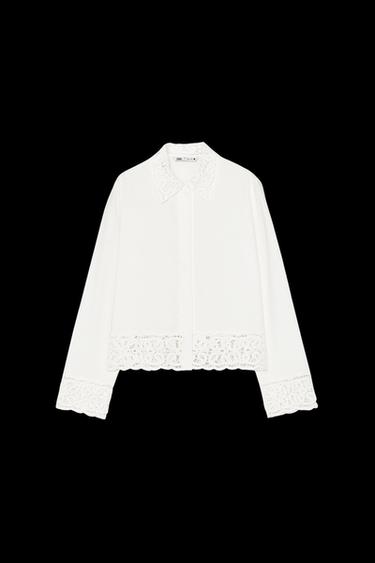 ZW COLLECTION CROCHET SHIRT - White by Zara