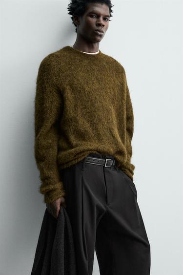 PULL EN FIBRE D'ALPAGA MÉLANGÉE - Vert olive de Zara - Image 5