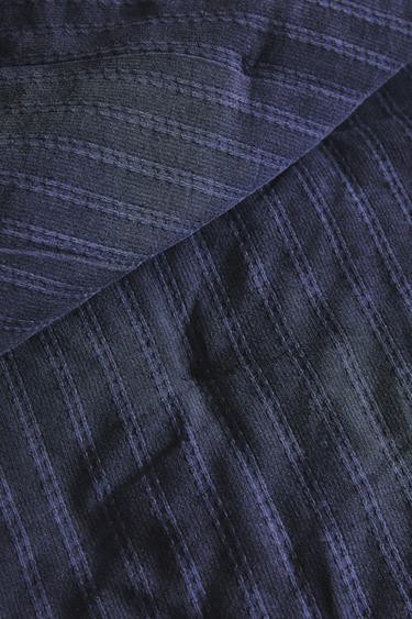 KIDS' STRIPED JACQUARD QUILTED BEDSPREAD - Navy blue by Zara - Image 3