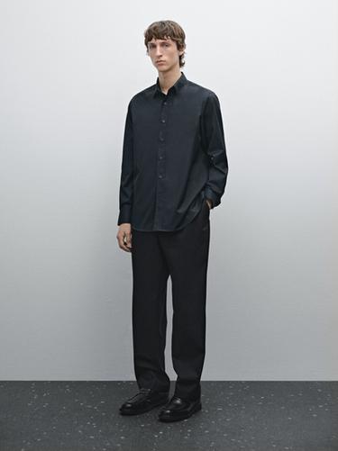 Camisa regular fit sarga 100% algodón - Marino de Zara - Imagen 0