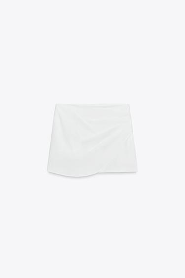 Zara PLEATED WRAP SKORT - White - Image 0