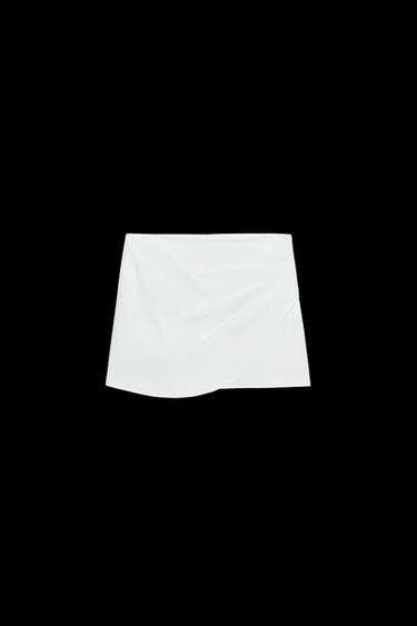 Zara PLEATED WRAP SKORT - White - Image 0