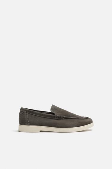 MOCASÍN PIEL CASUAL - Gris Topo de Zara