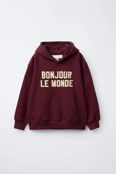 FLOCK PRINT HOODIE - Burgundy by Zara