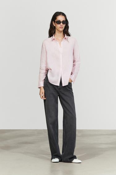 Zara Flowing 100% linen shirt - Pink