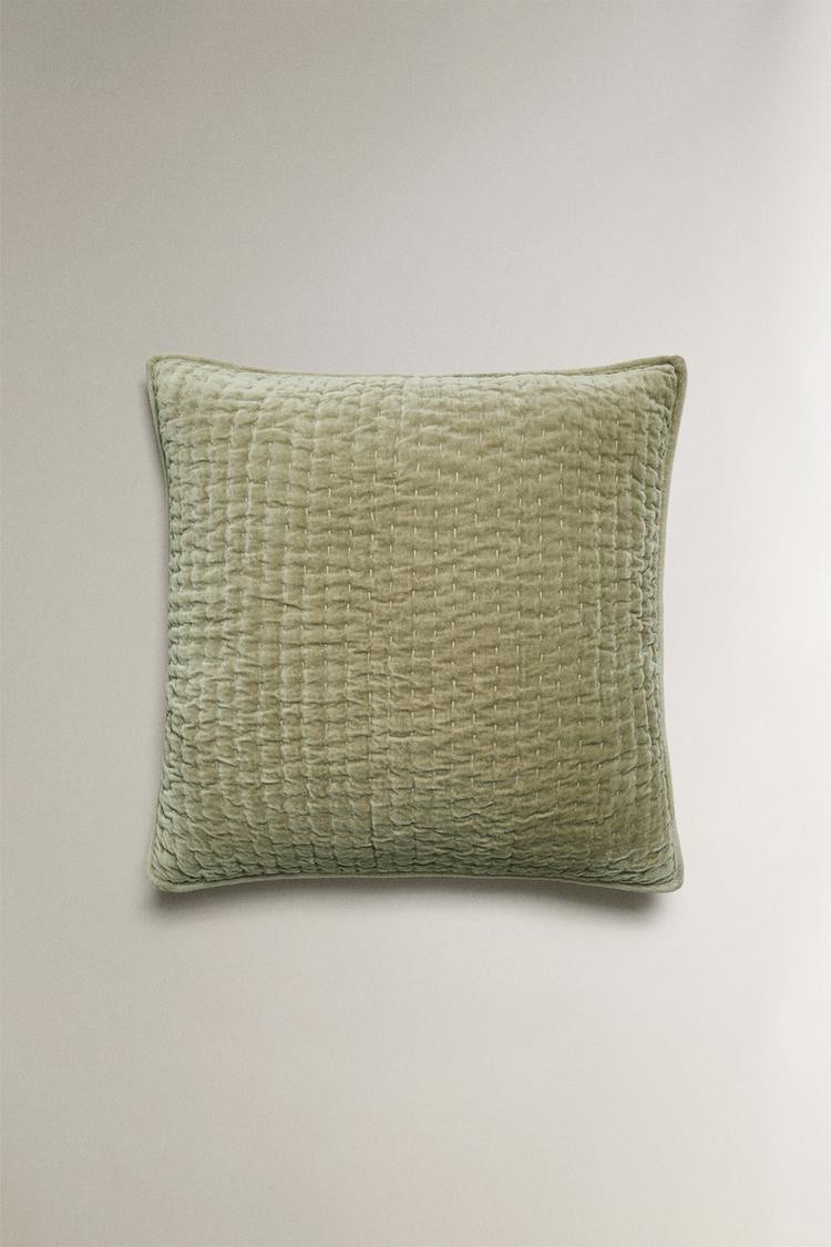 WASHED VELVET THROW PILLOW COVER Green ZARA Mexico