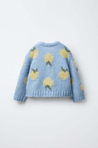 FRUIT PRINT WOOL KNIT SWEATER - Light blue by Zara - Image 1