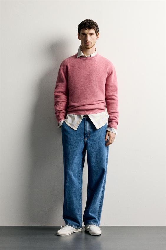 WOOL BLEND REGULAR FIT JUMPER - Pink marl by Zara - Image 0