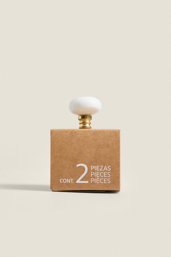 LOT DE BOUTONS MEUBLE EN MARBRE OVALES (LOT DE 2) - blanc de Zara - Image 4