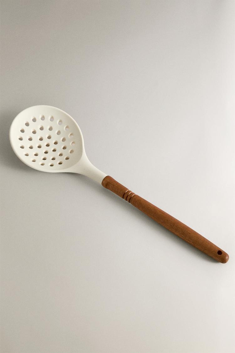 SILICONE AND WOOD SKIMMER — Cream