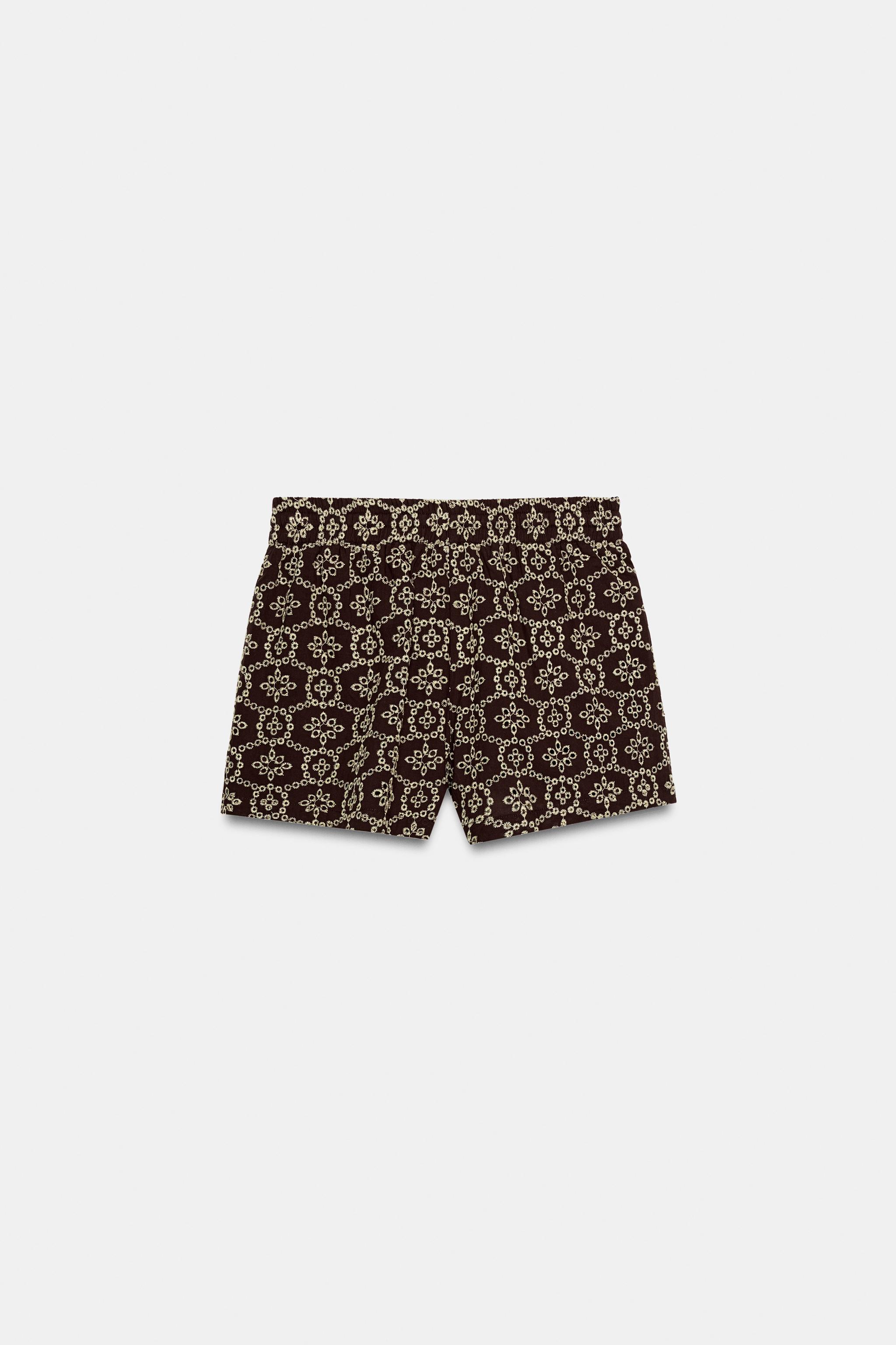 PERFORATED EMBROIDERED SHORTS