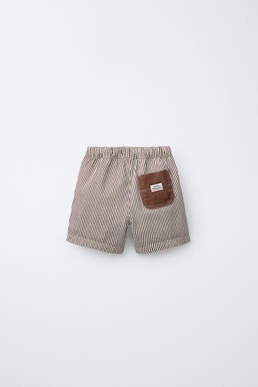 STRIPED TWILL BERMUDA SHORTS - Ecru by Zara - Image 1