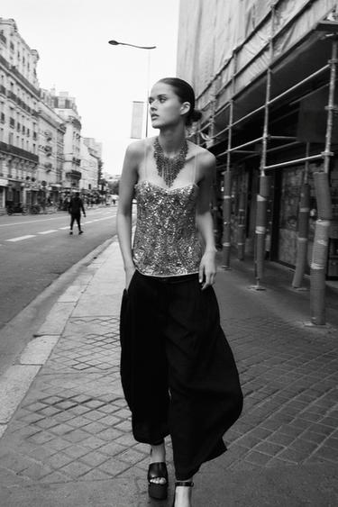 TOP BRODÉ FANTAISIE ZW COLLECTION - Argent de Zara - Image 6