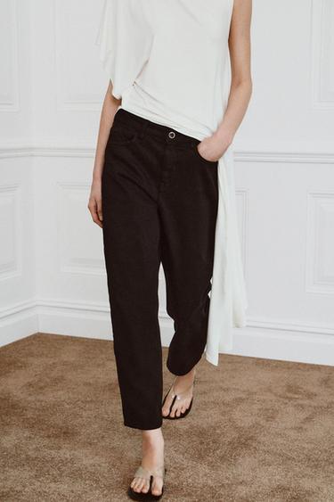 ZW COLLECTION TAPERED MID-WAIST JEANS - Black by Zara