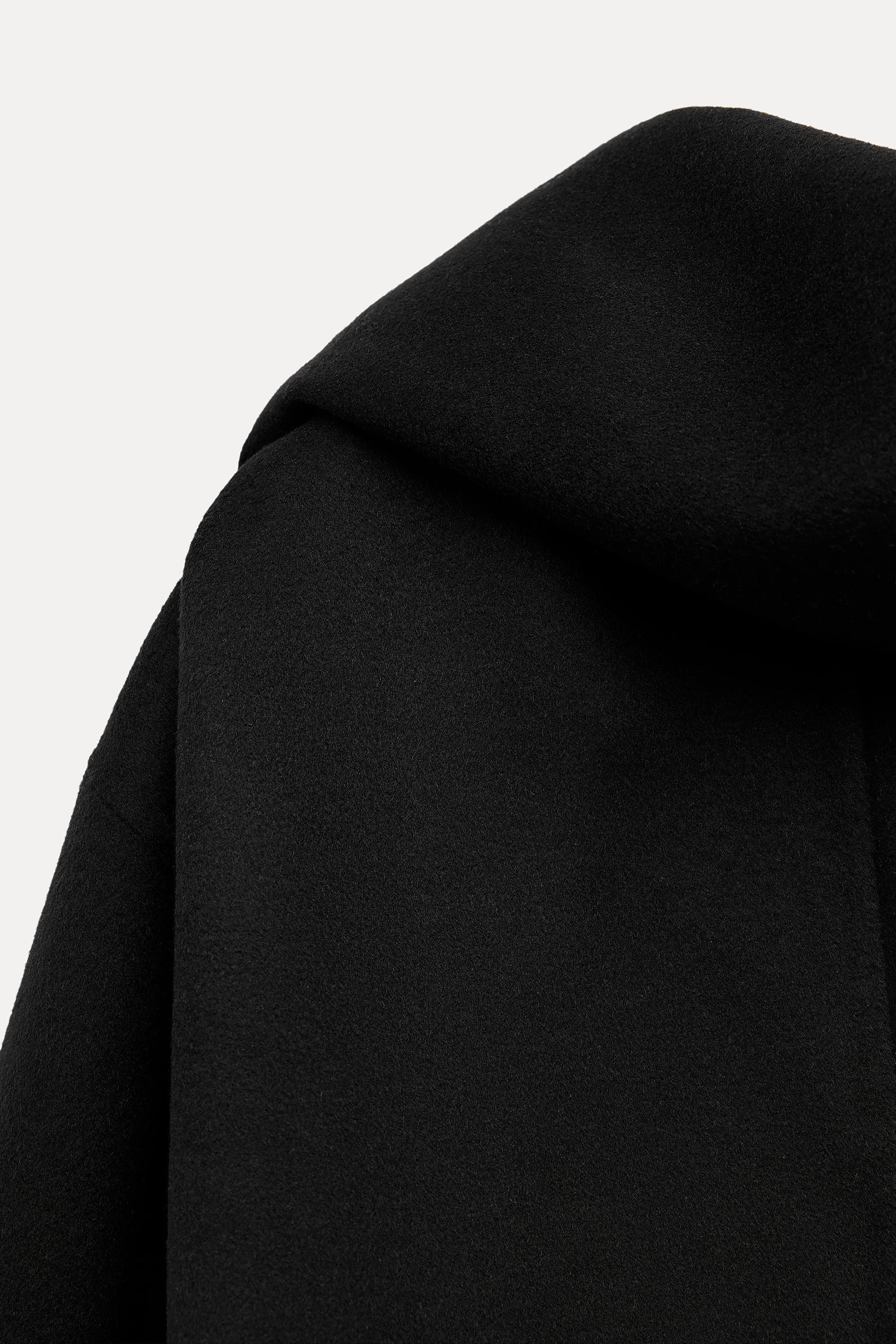 ウール スカーフ付きショートコート - ブラック | ZARA Japan / 日本