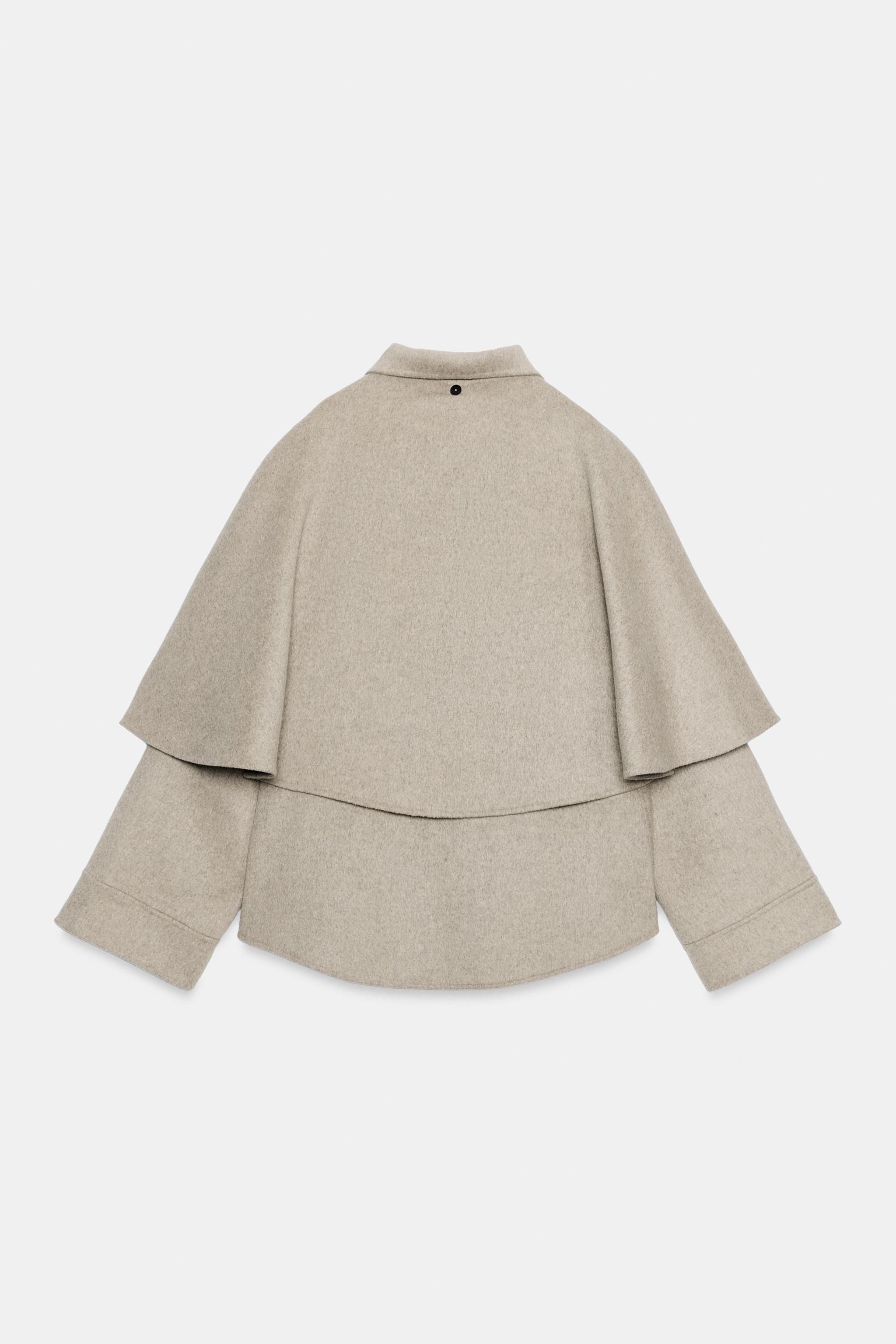 ジャケット・アウター L'Or laubeblanc Irregular hem Cape Coat ZW COLLECTION WOOL BLEND CAPE JACKET - Pearl grey | ZARA South Africa