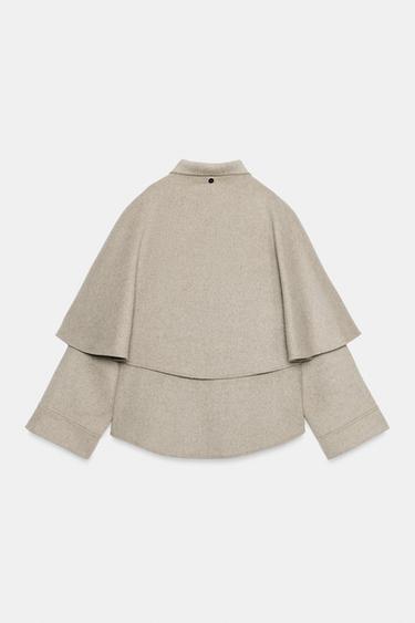 Zara ZW COLLECTION WOOL BLEND CAPE JACKET - Pearl gray