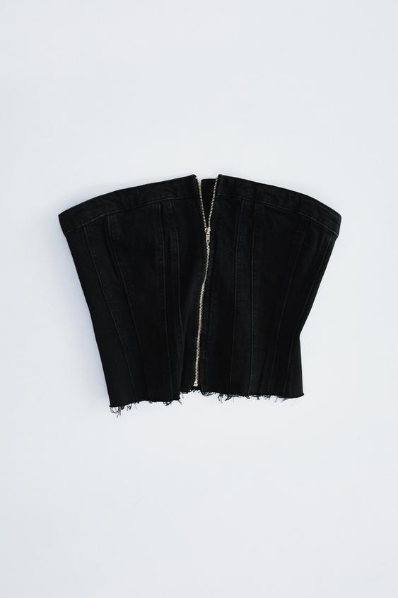 This Zara denim corset top🦋 #zaracorset #zaracorsethaul #zarahaul