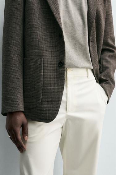 REGULAR FIT CHINO TROUSERS - Oyster-white by Zara - Image 4