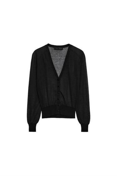 SEMI-SHEER KNIT CARDIGAN - Black by Zara