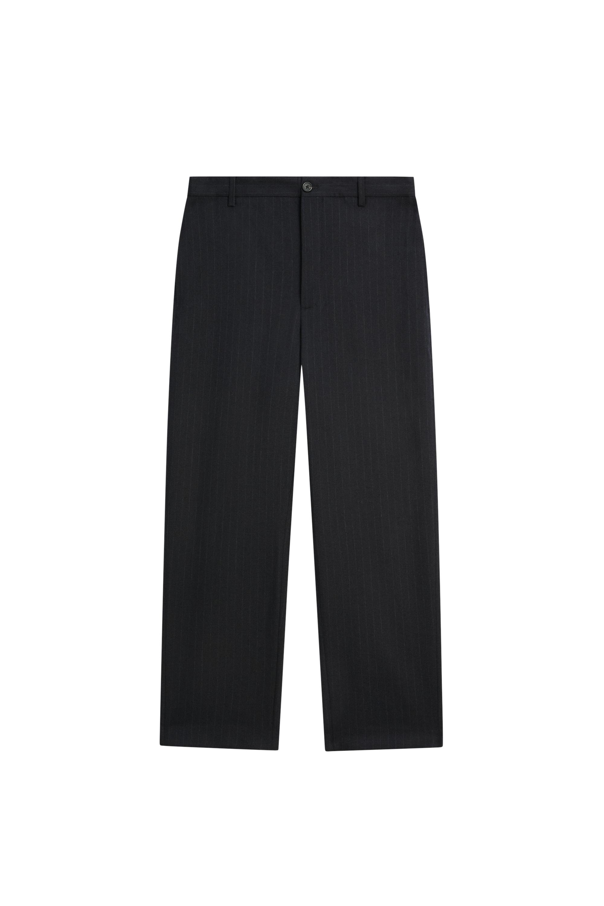 100% wool striped relaxed fit trousers — Navy blue