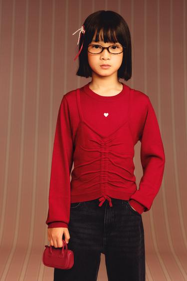 DOUBLE KNIT JUMPER WITH EMBROIDERED HEART - Red by Zara