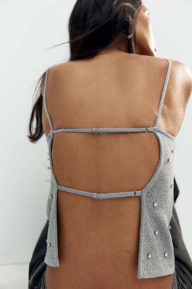 TOP DOS NU BIJOUX - Bleu / Gris de Zara - Image 3