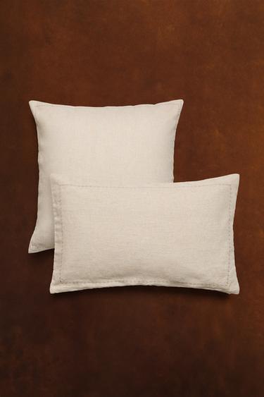 HOUSSE DE COUSSIN ÉDREDON LIN MATELASSÉ POIS - Beige clair de Zara - Image 5