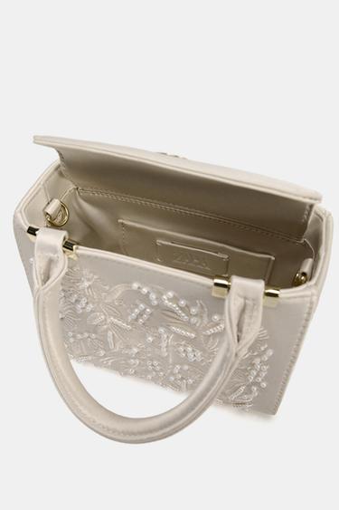 SATIN-EFFECT PEARL HANDBAG - Ecru by Zara - Image 5
