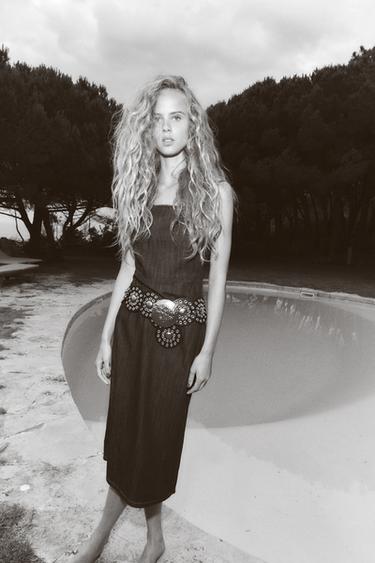 TRF DENIM MIDI DRESS - Dark indigo by Zara