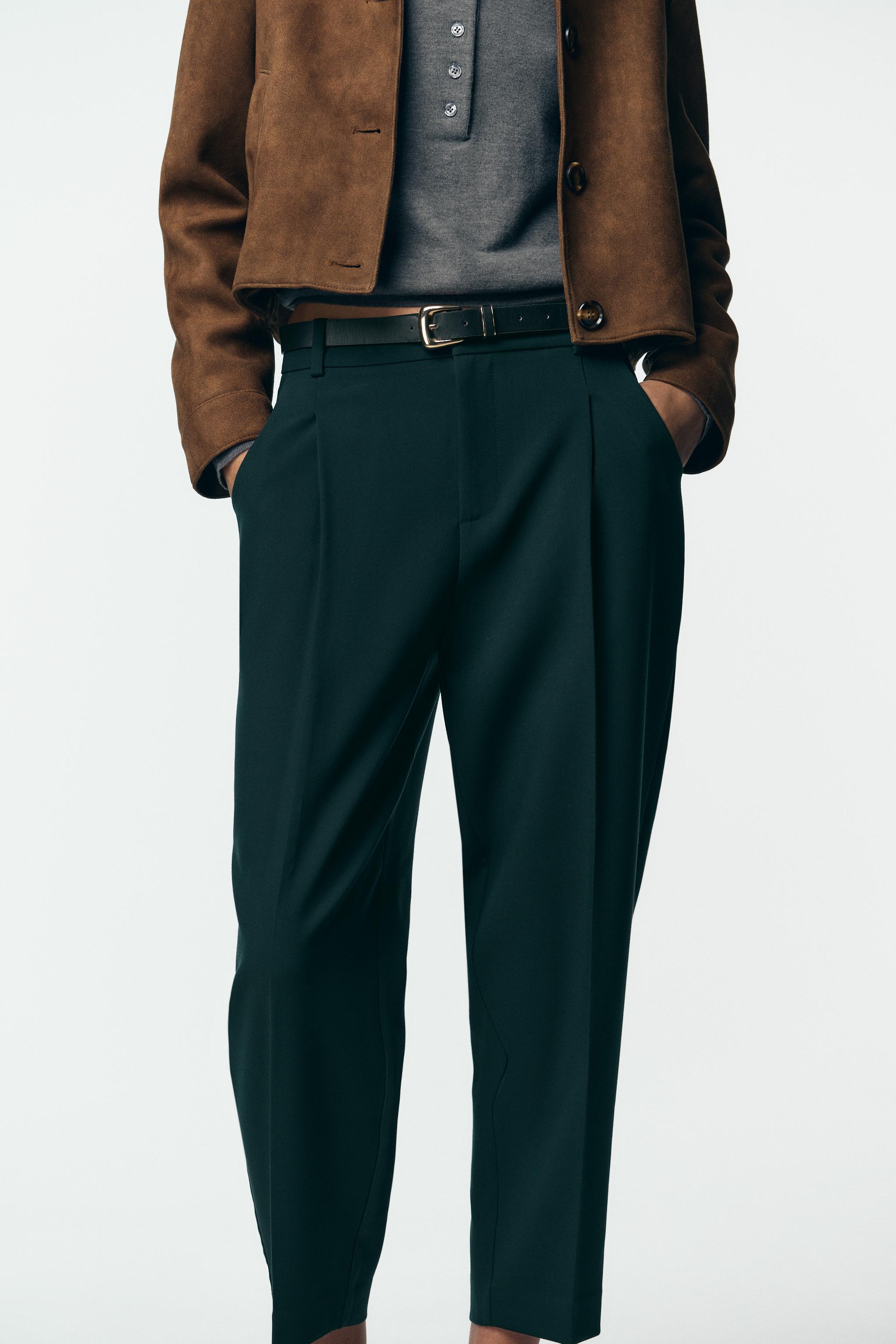ベルト付きダーツ入りパンツ - ライトキャメル | ZARA Japan / 日本
