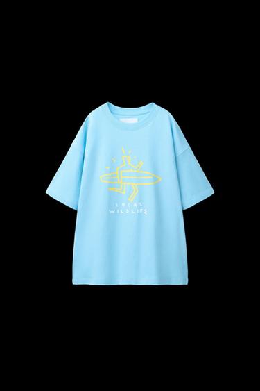 Zara PRINTED T-SHIRT - Bluish - Image 0