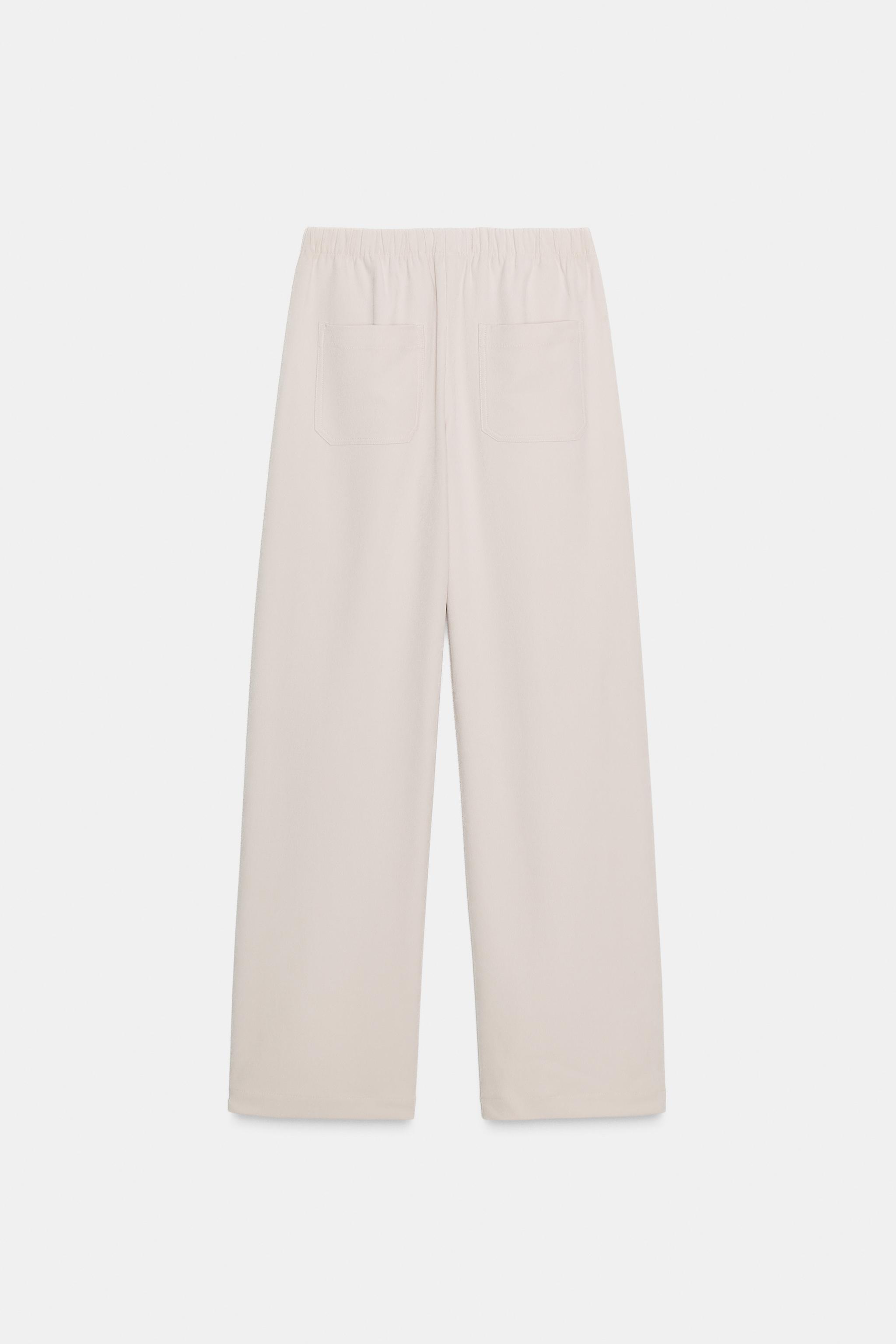 ELASTIC WAIST WIDE LEG PANTS