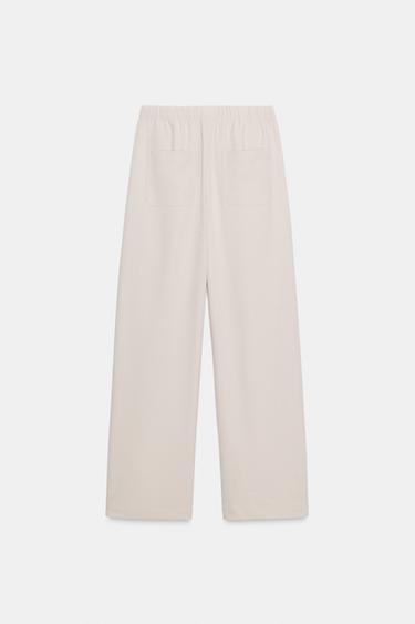 PANTALON LARGE À TAILLE ÉLASTIQUE - Écru de Zara - Image 5
