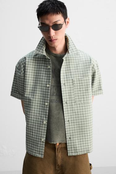 CHEMISE STRUCTURÉE OXFORD - Vert gris de Zara - Image 4