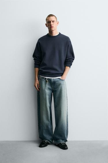 PULLOVER CON STRUTTURA SOFT - Blu di Zara