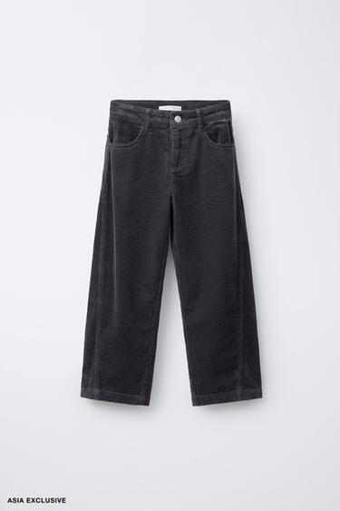 QUẦN NHUNG TĂM DÁNG BARREL - Màu xám than từ Zara
