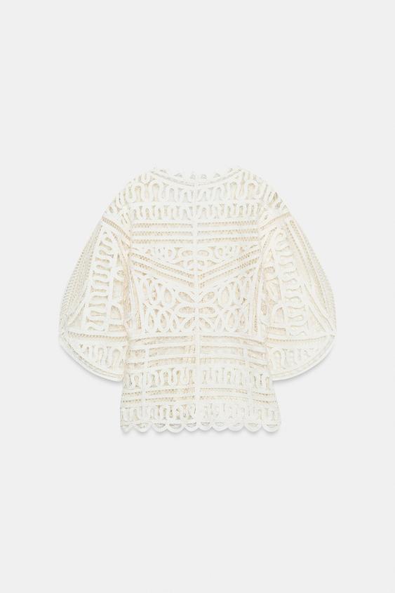 ZW COLLECTIONクロシェ編みトップス - エクリュ | ZARA Japan / 日本